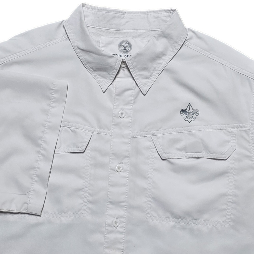 Boy Scouts of America BSA Mens XL Shirt White‎ Vented Poly Microfiber